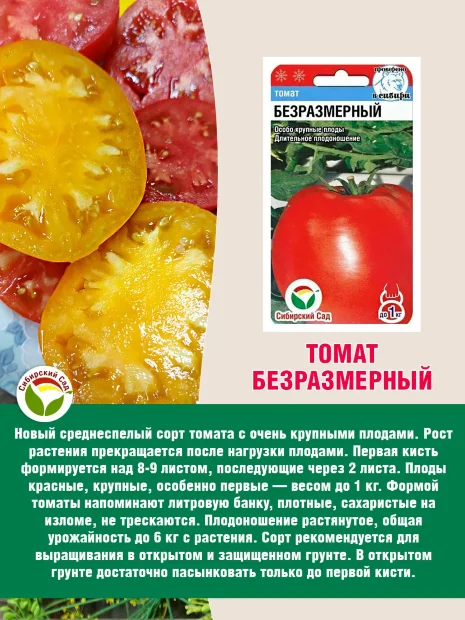 Томат Безразмерный семена 